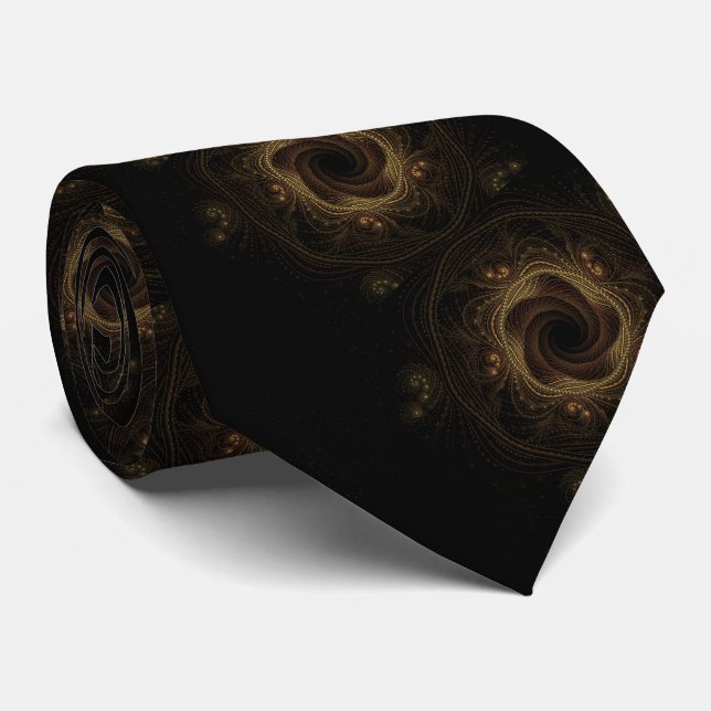 Men's Black & Gold Fractal Tie (Rolled)