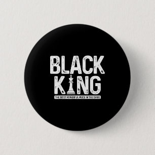 Mens black king chess history month juneteenth button