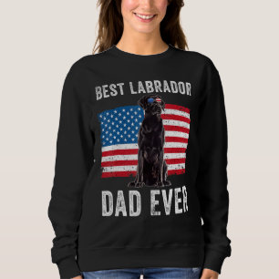 Mens Black Labrador Dad American Flag Dog  Owner B Sweatshirt