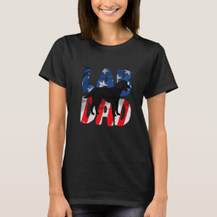 Mens Black Labrador Dad Usa American Flag Yellow L T-Shirt