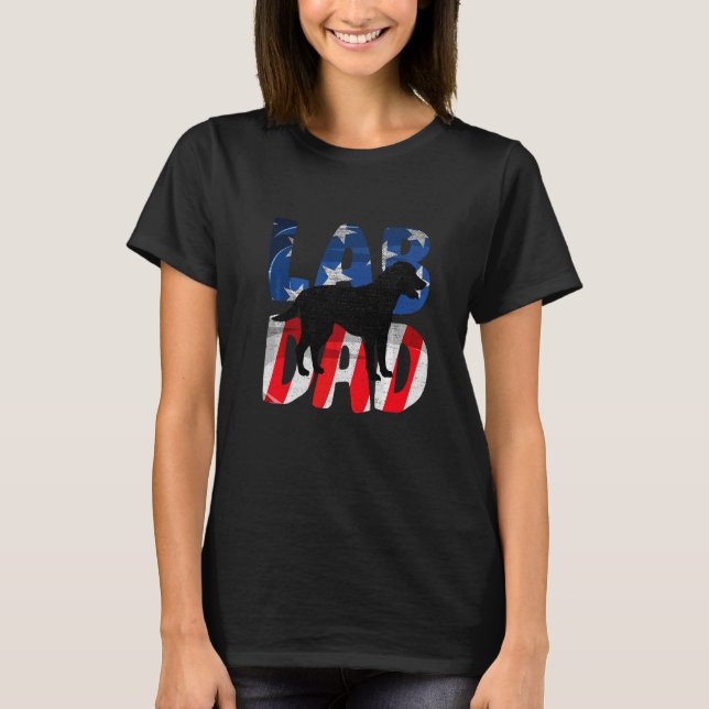 Mens Black Labrador Dad Usa American Flag Yellow L T-Shirt (Front)