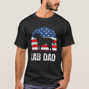 Mens Black Labrador Dad Usa Flag Yellow L T-Shirt