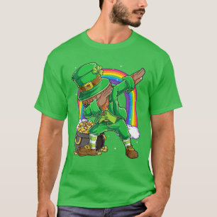 Mens Black Leprechaun Dabbing African American St T-Shirt