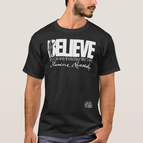 Mens Black Short Sleeve Believe Teddy Roosevelt T_Shirt