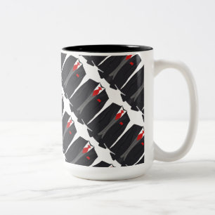 Men's Black Suit and Red Tie White Coffee Mug