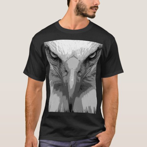 Mens Black Tee Shirts Animal Eagle Face Template