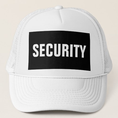 Mens Black White Customizable Security Text Trucker Hat
