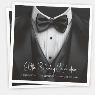 Mens Black White Tuxedo Birthday Party Napkins