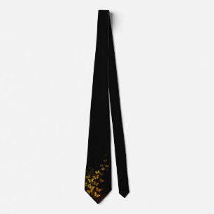 Men's Black with Subtle Gold Butterfly pattern Neck Tie