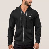 Men's black zip up sweatshirt, all white logo hoodie (Front)