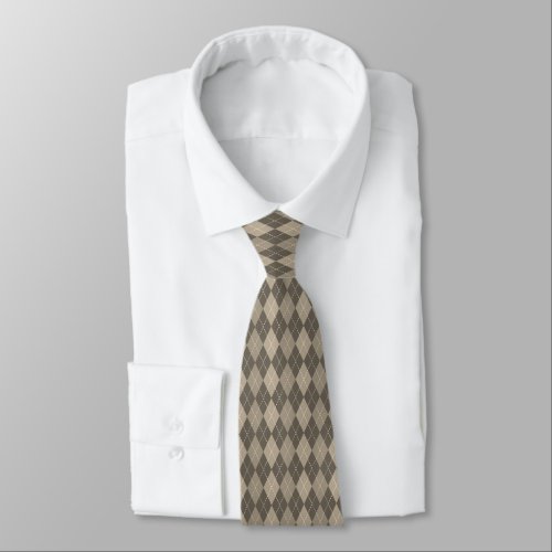 Mens Blanched Almond Argyle Necktie