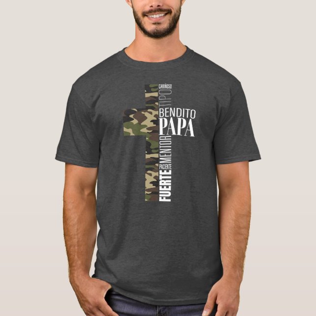 Mens Blessed Dad Spanish Christian Fathers Day T-Shirt (Front)