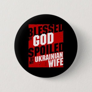 Mens Blessed Ukrainian Wife Ukrainian Husnd Ukrain Button