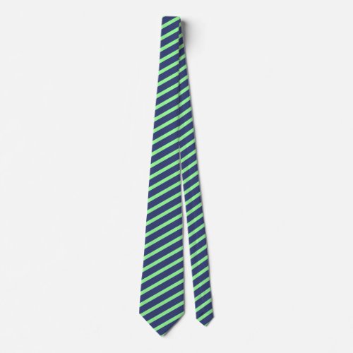 Mens Blue and Mint Green Striped Tie