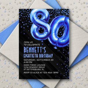 Mens Blue Birthday Invitation