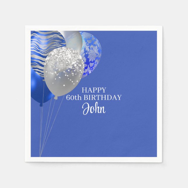 Mens Blue Birthday  Napkins (Front)