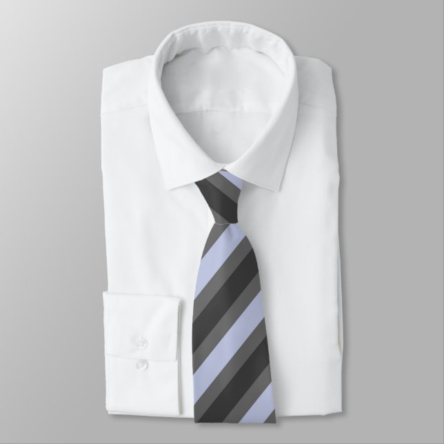 Men's Blue Grey Black Stripe Tie  (Tied)