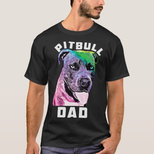 Mens Blue Nose Pitbull Dad Art Style Cool Pit 1 T_Shirt