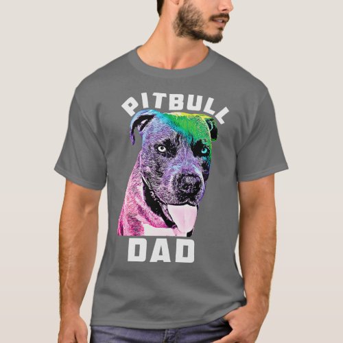 Mens Blue Nose Pitbull Dad Art Style Cool Pit T_Shirt