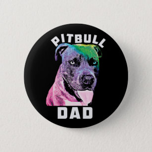 Mens Blue Nose Pitbull Dad Pop Art Style Cool Pit Button