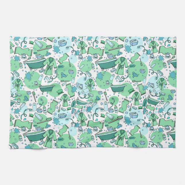Men's Blue Patterned Kitchen Towel (Horizontal)