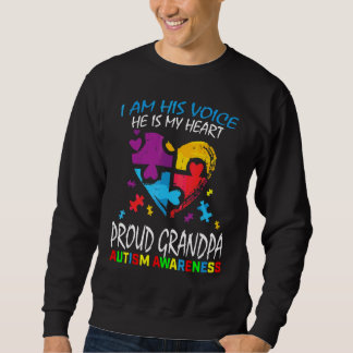 Mens Blue Proud Autism Awareness Grandpa Grandson  Sweatshirt
