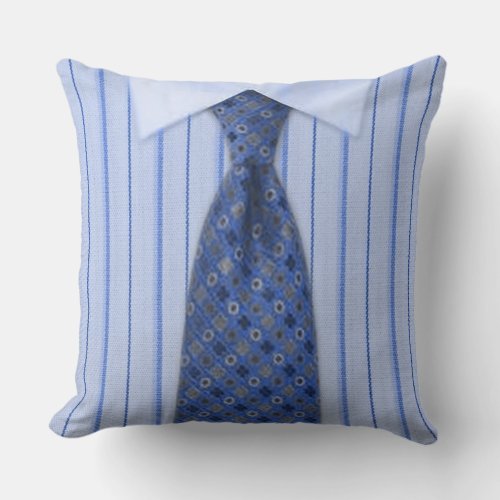 Mens Blue Shirt and Tie Novelty Throw Pillow