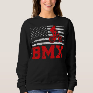 Mens Bmx Biking Retro Style American Flag Bmx Fath Sweatshirt