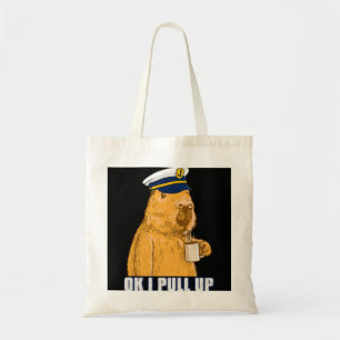 Mens Boat Captain Capybara Ok i Pull Up with Coffe Tote Bag