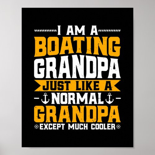 Mens Boating Grandpa Motorboating Lover Boat Poster