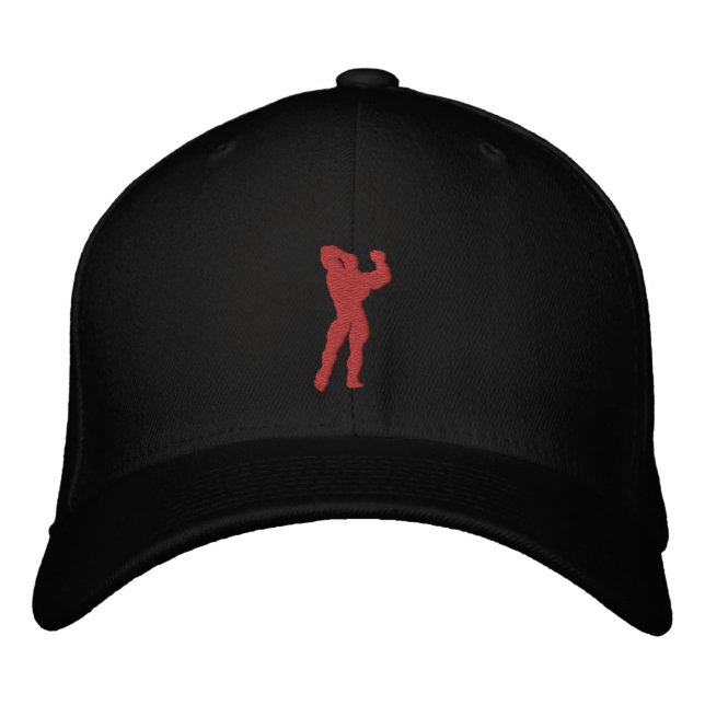 Mens Bodybuilding Pose Embroidered Baseball Hat (Front)