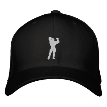 Mens Bodybuilding Pose Embroidered Baseball Hat by Baysideimages at Zazzle