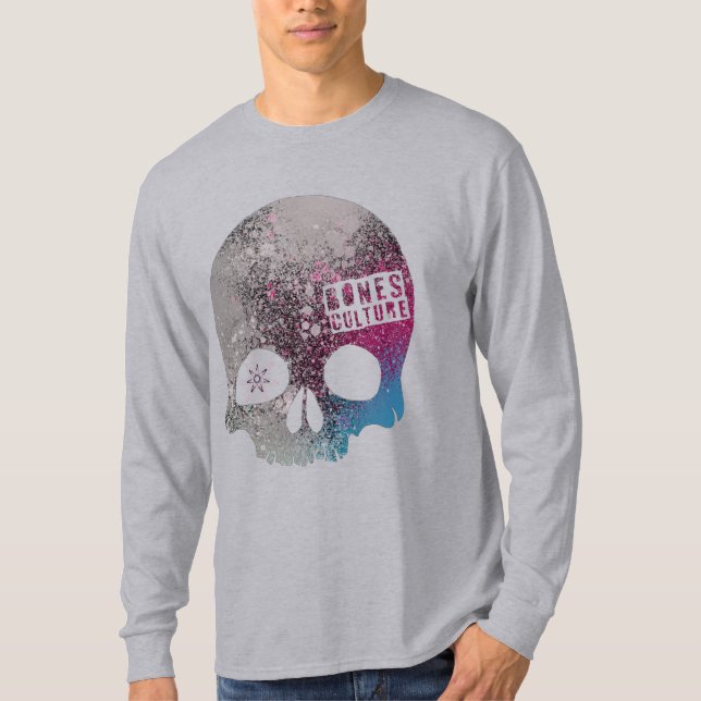 Men's Bones Culture "Graffiti Skull" long-sleeve T-Shirt (Front)