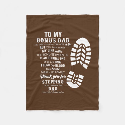 Mens Bonus Dad Fathers Day Gift From Stepdad For Fleece Blanket