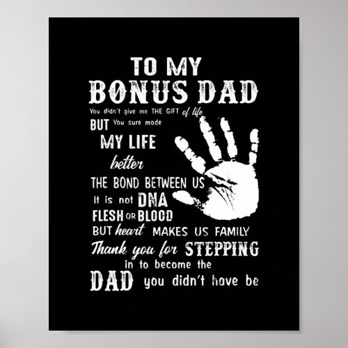 Mens Bonus Dad Fathers Day Gift from Stepdad for Poster