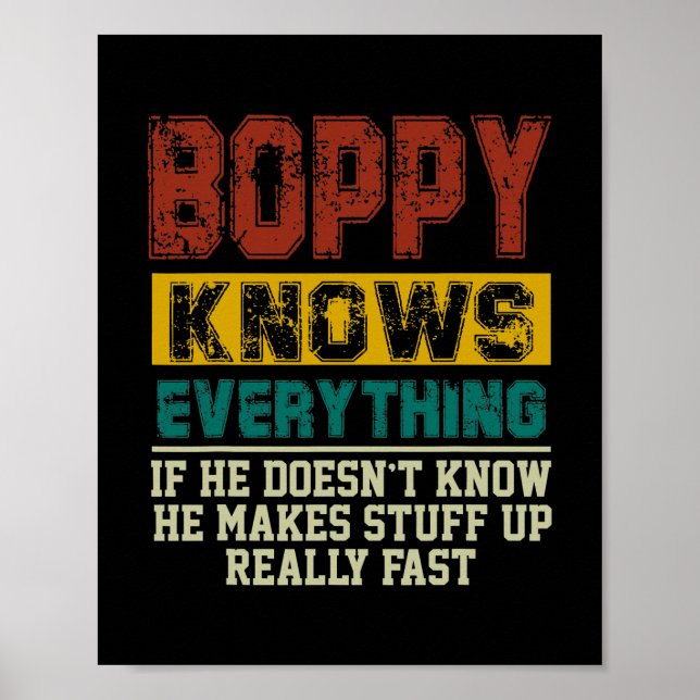 Mens Boppy Knows Everything Vintage Boppy Lover Poster (Front)