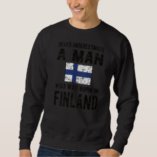 Mens Born In Finland Finnish Flag Finnish Roots Sweatshirt