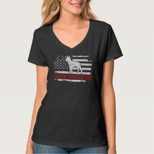 Mens Boston Terrier Dad Distressed American Flag P T-Shirt