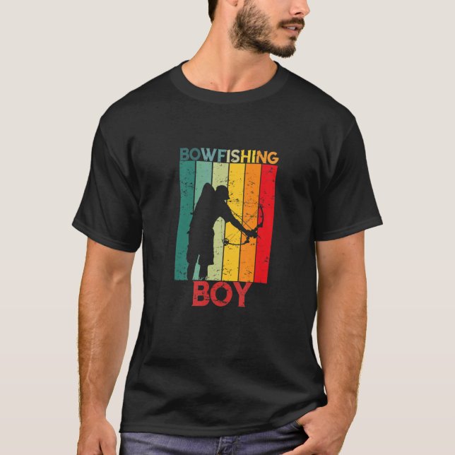 Mens Bowfishing Boy Bowfisher Fish Bow Hunting Ret T-Shirt (Front)