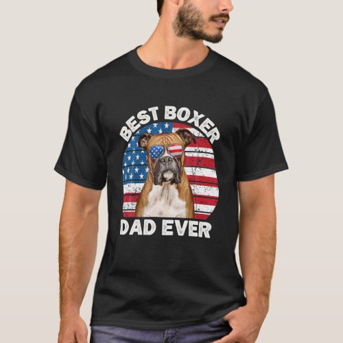 Mens Boxer Dad American Flag Patriotic Boxer Dog L T_Shirt