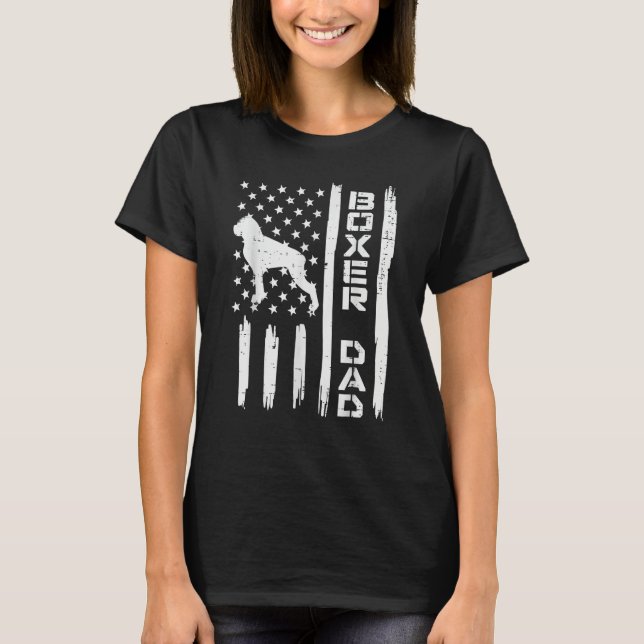 Mens Boxer Dad US Flag Fathers Day Patriotic Dog   T-Shirt (Front)