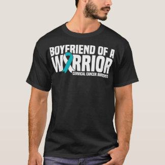 Mens Boyfriend of a Warrior Cervical Cancer Awaren T-Shirt