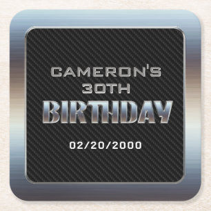 Men's Boy's Birthday Square Paper Coaster