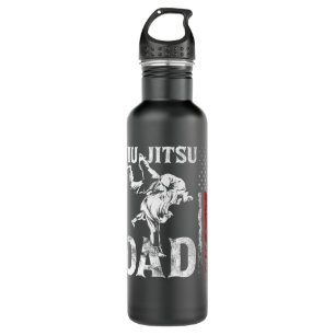 Mens Brazilian Jiu Jitsu American Flag Fathers Day Stainless Steel Water Bottle