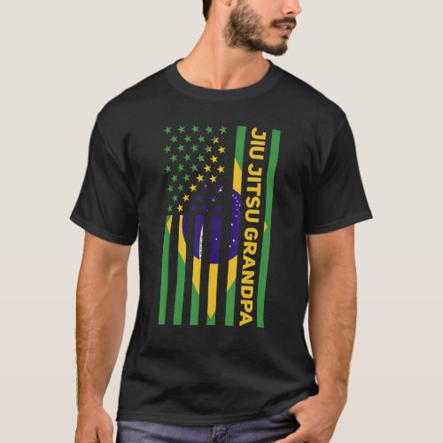 Mens Brazilian Jiu Jitsu Grandpa American Flag Bjj T_Shirt