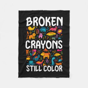 Mens broken crayons color mental health awareness fleece blanket