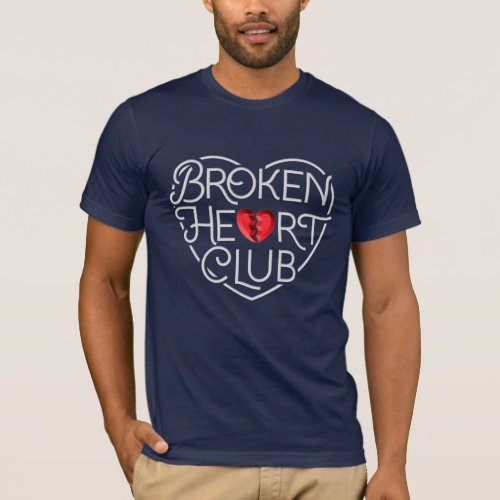Mens Broken Heart Club  Blue T_Shirt
