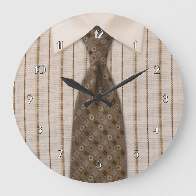 Mens Brown Shirt and Tie Novelty Wall Clock (Front)