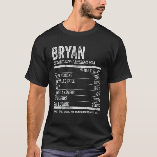 Mens Bryan Nutrition Personalized Name Funny Name T_Shirt