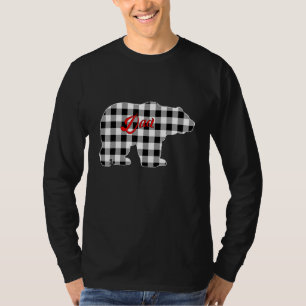 Mens Buffalo Black and White Plaid Dad Bear Christ T-Shirt